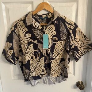 Shore Navy Tropical Leaf Shirt
